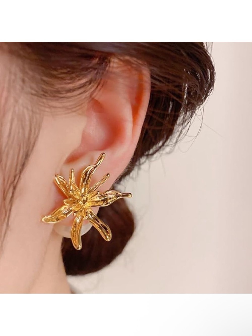 Gold Floral Statement Earrings A55